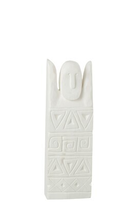 African Carved Figure Happy Wood White