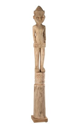 African Figure Standing Wood Natural Large