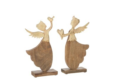 Angel Heart/Bird On Base Wood Aluminium Silver Ass/2