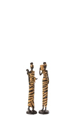 African Woman Zebra Poly Black/Brown Small Assortment Of 2