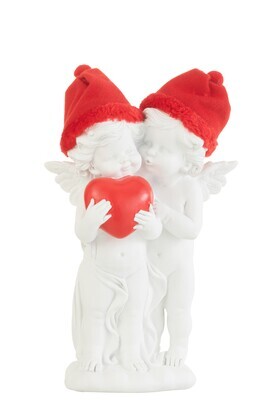 Angel Standing Hat Heart Poly Red/White