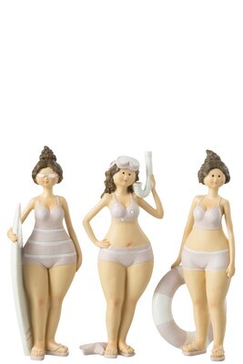 Beach Ladies Standing Poly Mix Assortment Of 3