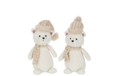 Bear Hat Scarf Textile Beige Small Assortment Of 2