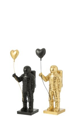 Astronauts Heart Balloon Black/Gold Assortment Of 2
