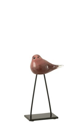 Bird On Foot Glass Pink/Brown Large
