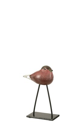Bird On Foot Glass Pink/Brown Small