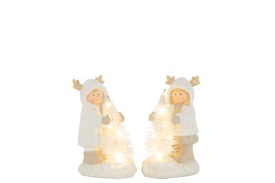 Boy And Girl Tree Led Mix Resin Assortment Of 2