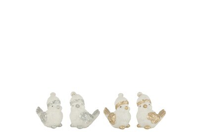 Birds Hat Resin Silver/Gold Small Assortment Of 4