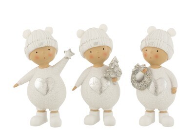 Child Winter Poly White/Silver Large Assortment Of 3