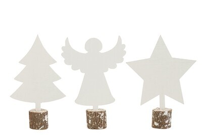 Christmas Figurines Plywood White Assortment Of 3