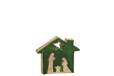 Creche House Wood Green/Natural Small