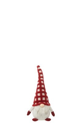 Gnome Hat Checkered Textile Red/White Small