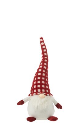Gnome Hat Checkered Textile Red/White Large