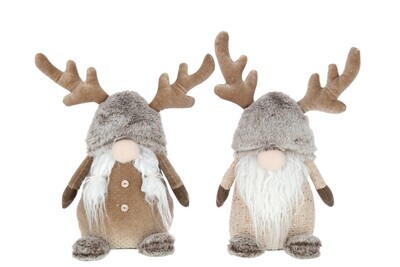 Gnome Antlers Glittery Textile Brown/Grey Large Assortment Of 2