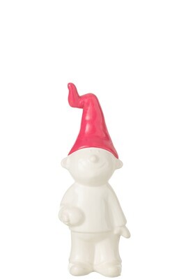 Gnome Standing Faience White/Fuschia Small