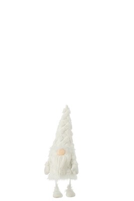 Gnome White Beard Standing Wobbling Textile White Small