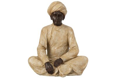 Indian Figure Sitting Poly Beige/Brown Large