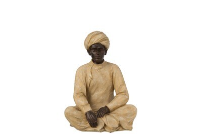 Indian Figure Sitting Poly Beige/Brown Medium