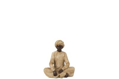 Indian Figure Sitting Poly Beige/Brown Small