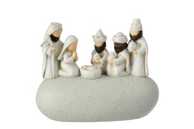 Nativity Scene 3 Kings On Stone Poly Grey Large