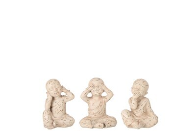 Monk See/Hear/Speak No Evil Poly Beige/Salmon Small Assortment Of 3