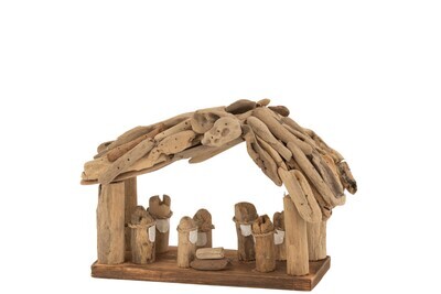Nativity Scene Simple Driftwood Natural Large