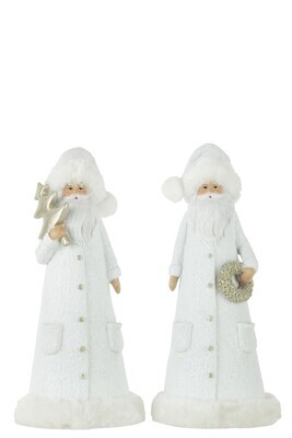 Santa Claus Poly White/Gold Large Assortment Of 2