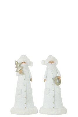 Santa Claus Poly White/Gold Small Assortment Of 2