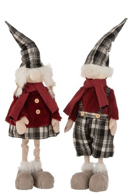 Santa Claus Standing Deco Textile Red/Black/White Large Assortment Of 2