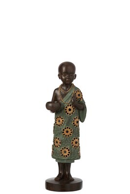 T-Lh Monk Standing Poly Green/Gold Small