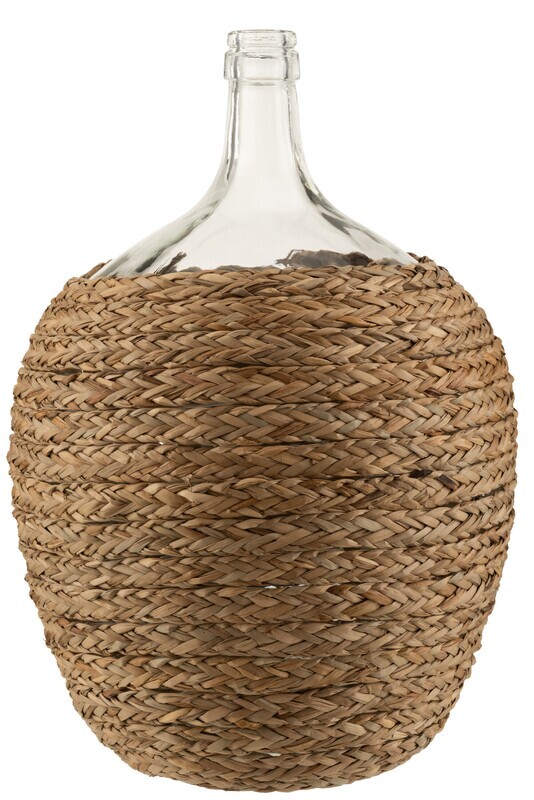Bottle Covered Grass/Glass Natural Large