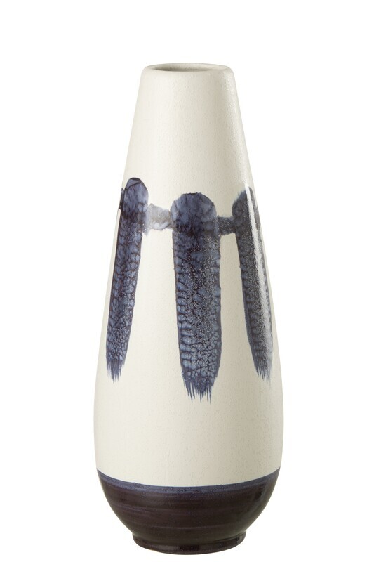 Flower Pot Brush Ceramic White/Blue