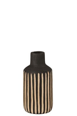 Bottle Vase Line Paulownia Black/Natural Small