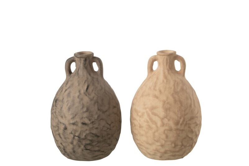 Jar Ceramic Taupe/Brown Medium Assortment Of 2