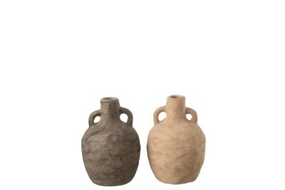 Jar Ceramic Taupe/Brown Small Assortment Of 2