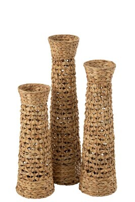 Set Of 3 Vases Jan Water Hyacinth Natural
