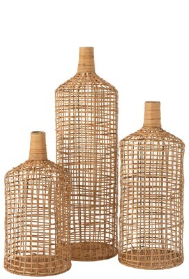 Set Of 3 Vase Decoration Bamboo Natural
