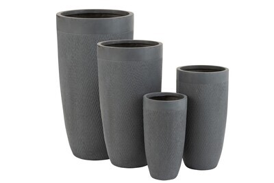 Set Of 4 Vases Round High Clay Grey