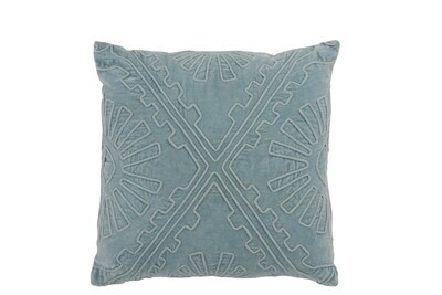 Cushion Aztec Embroidered Cotton Light Blue