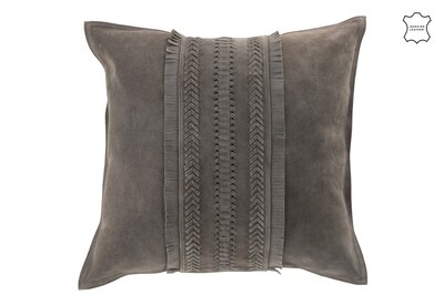 Cushion Border Square Leather Grey