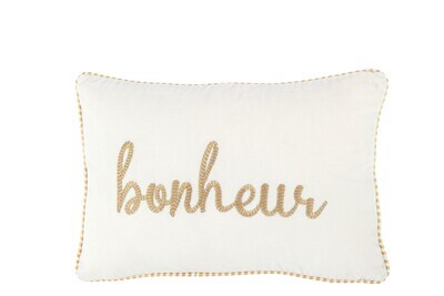 Cushion Bonheur Textiel White/Gold