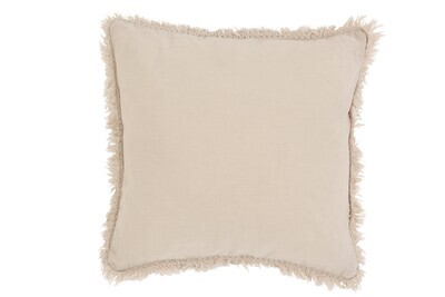 Cushion Border Long Cotton/Linen Beige/Grey