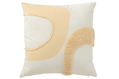 Cushion Circle Textile White/Beige