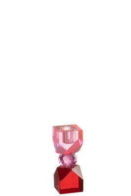 Candle Holder Crystal Glass Light/Dark Pink