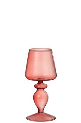 Candle Holder Glass Pink Raspberry Small
