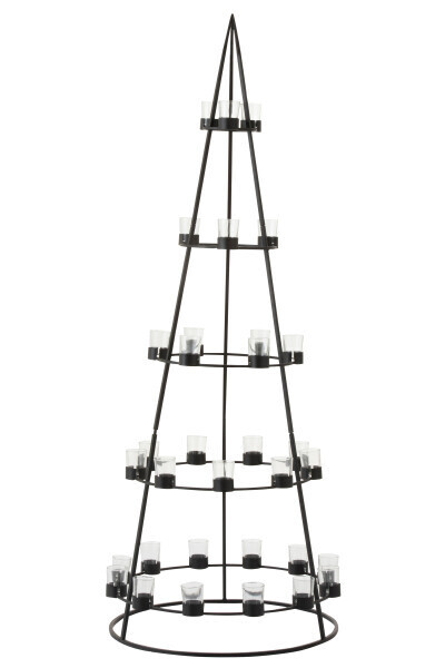 Tree 33 Tea Light Holders Metal/Glass Black