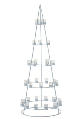 Tree 33 Tea Light Holders Metal/Glass White
