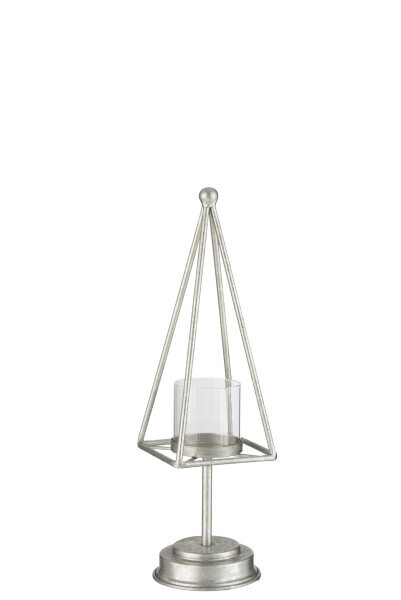 Theelightholder Pyramid Iron Silver Large