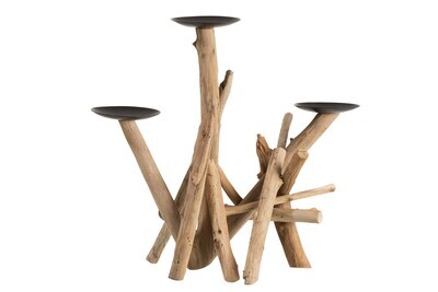 Candleholder 3 Heights Pieces Wood Natural