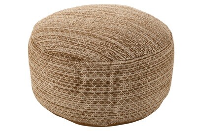 Pouf Round Squares Outdoor Polyester Brown/White